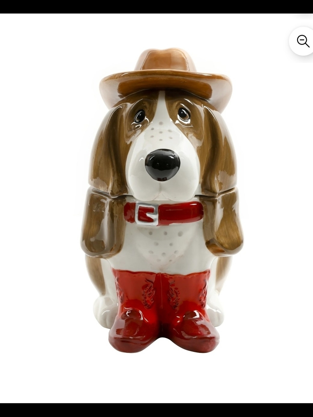 The Pioneer Woman Brown & White Dog Cookie Jar with Red Collar and Boots